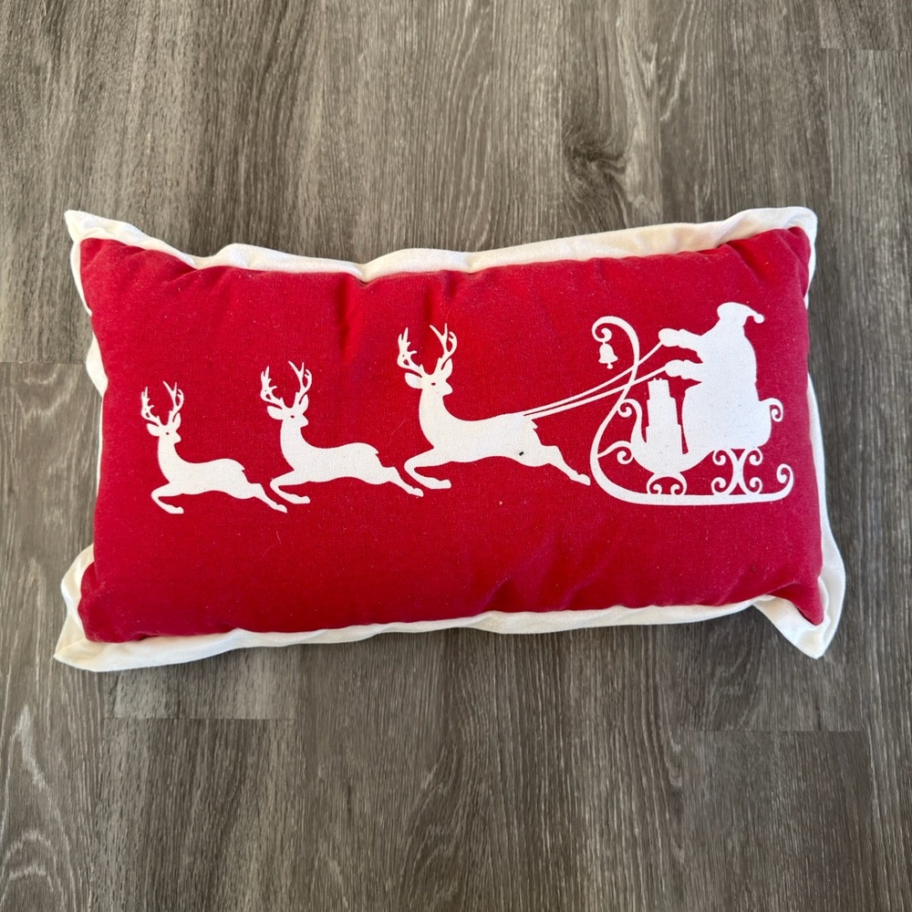 Festive Red and White Holiday Pillow